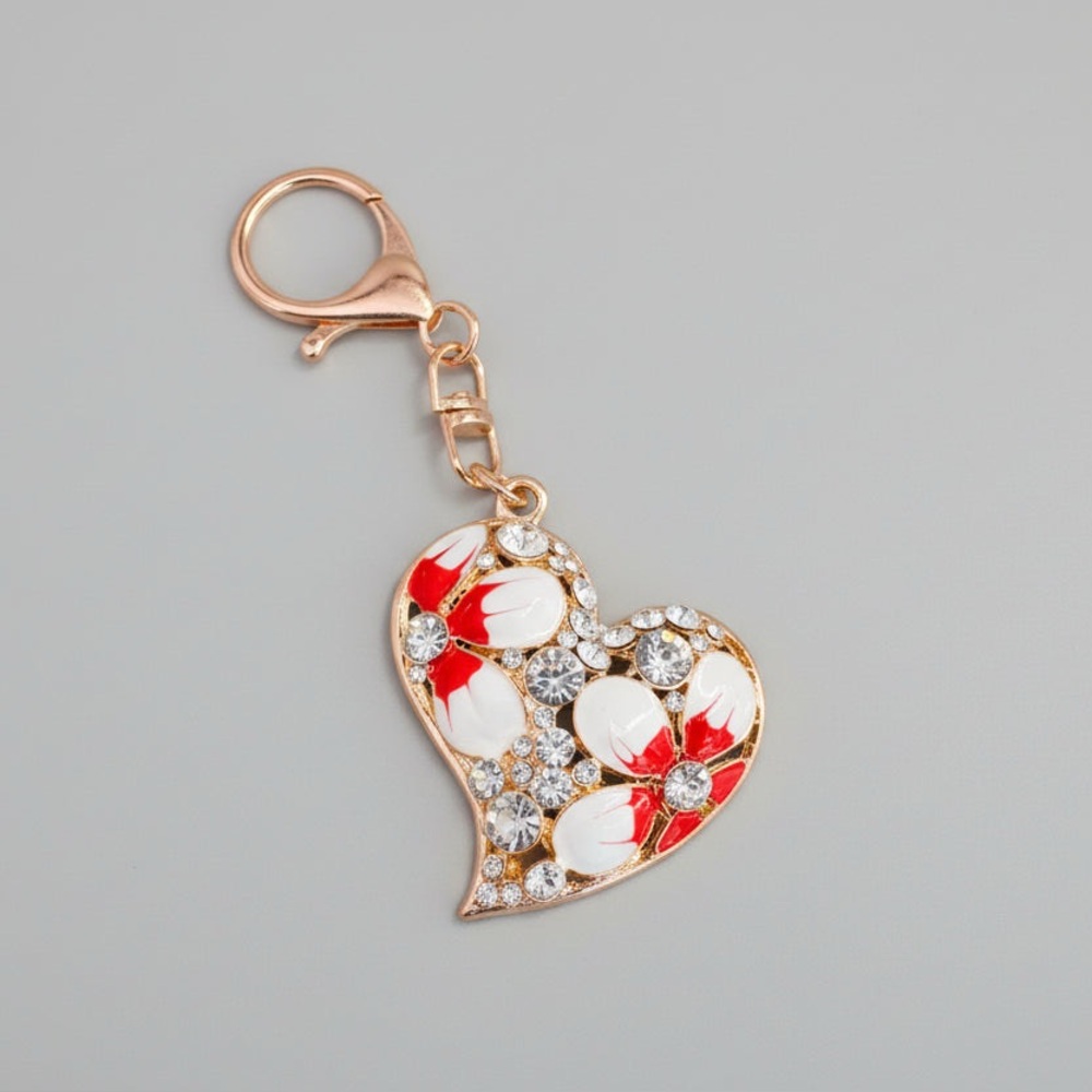 Crystal Heart Keychain Bag Charm